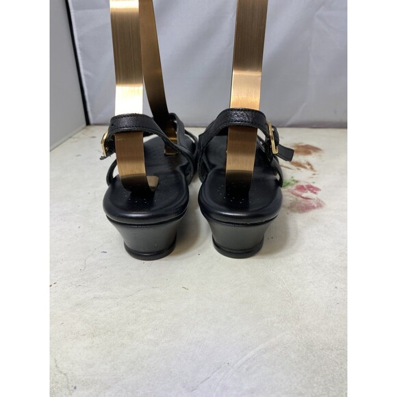 Sas Womens Caress Wedge Sandal Black Leather Cushoined Low Heel Slingback 8.5 - Picture 3 of 10